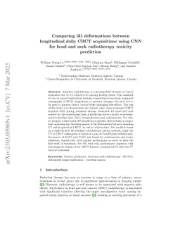 Comparing 3D deformations between longitudinal daily CBCT acquisitions
  using CNN for head and neck radiotherapy toxicity prediction