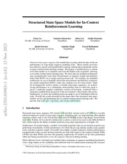 Structured State Space Models for In-Context Reinforcement Learning