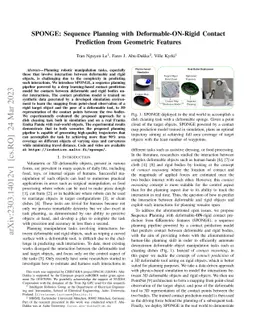 SPONGE: Sequence Planning with Deformable-ON-Rigid Contact Prediction
  from Geometric Features