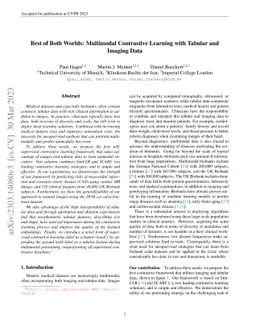 Best of Both Worlds: Multimodal Contrastive Learning with Tabular and
  Imaging Data