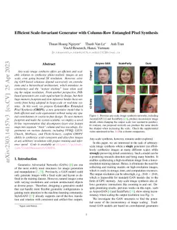 Efficient Scale-Invariant Generator with Column-Row Entangled Pixel
  Synthesis