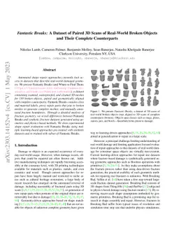 Fantastic Breaks: A Dataset of Paired 3D Scans of Real-World Broken
  Objects and Their Complete Counterparts
