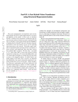 FastViT: A Fast Hybrid Vision Transformer using Structural
  Reparameterization