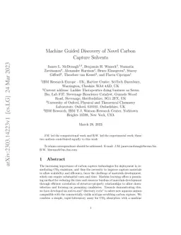 Machine Guided Discovery of Novel Carbon Capture Solvents
