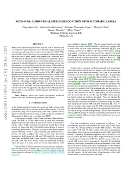 Auto-AVSR: Audio-Visual Speech Recognition with Automatic Labels
