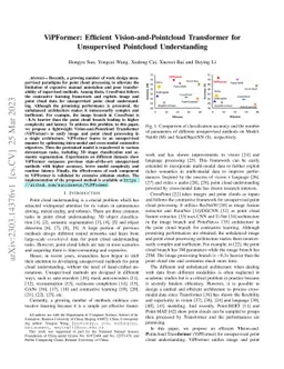 ViPFormer: Efficient Vision-and-Pointcloud Transformer for Unsupervised
  Pointcloud Understanding