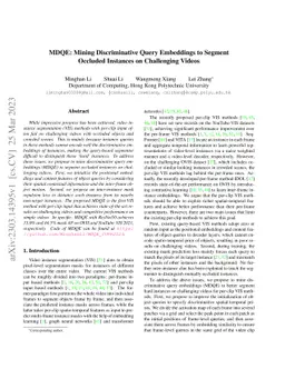 MDQE: Mining Discriminative Query Embeddings to Segment Occluded
  Instances on Challenging Videos