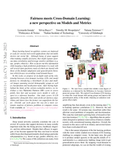 Fairness meets Cross-Domain Learning: a new perspective on Models and
  Metrics