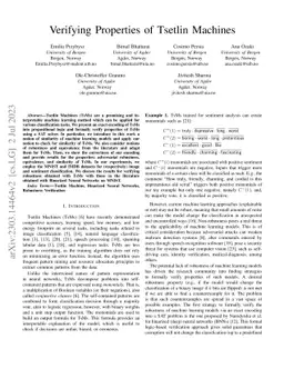 Verifying Properties of Tsetlin Machines