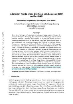 Indonesian Text-to-Image Synthesis with Sentence-BERT and FastGAN