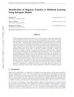 Identification of Negative Transfers in Multitask Learning Using
  Surrogate Models