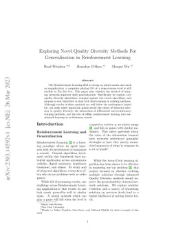 Exploring Novel Quality Diversity Methods For Generalization in
  Reinforcement Learning