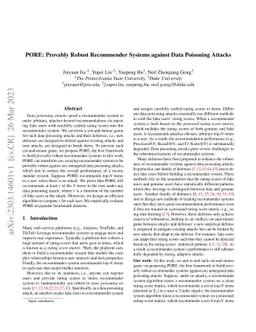 PORE: Provably Robust Recommender Systems against Data Poisoning Attacks