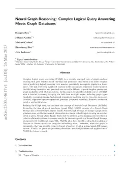 Neural Graph Reasoning: Complex Logical Query Answering Meets Graph
  Databases