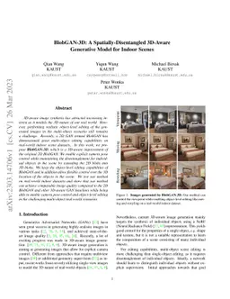 BlobGAN-3D: A Spatially-Disentangled 3D-Aware Generative Model for
  Indoor Scenes