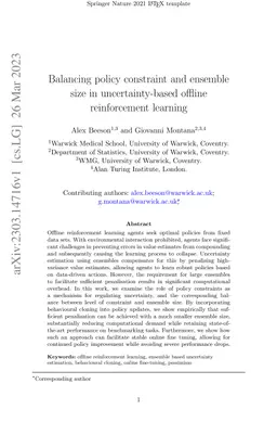 Balancing policy constraint and ensemble size in uncertainty-based
  offline reinforcement learning