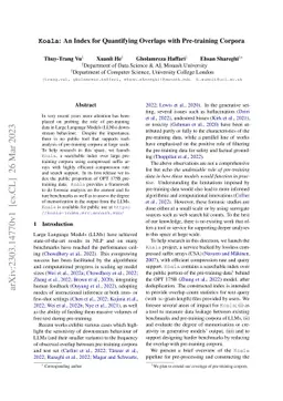 Koala: An Index for Quantifying Overlaps with Pre-training Corpora