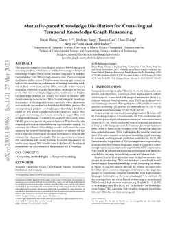 Mutually-paced Knowledge Distillation for Cross-lingual Temporal
  Knowledge Graph Reasoning