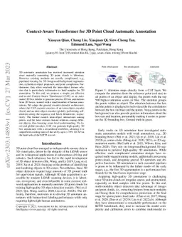 Context-Aware Transformer for 3D Point Cloud Automatic Annotation