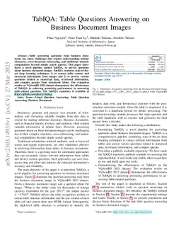 TabIQA: Table Questions Answering on Business Document Images