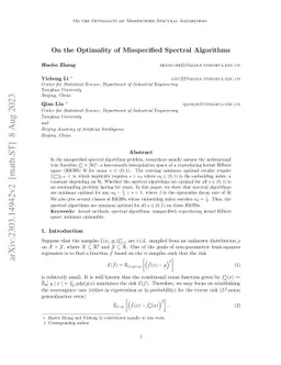 On the Optimality of Misspecified Spectral Algorithms