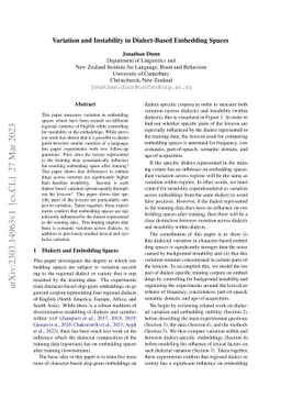 Variation and Instability in Dialect-Based Embedding Spaces
