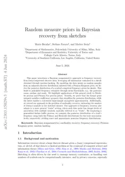 Random measure priors in Bayesian recovery from sketches