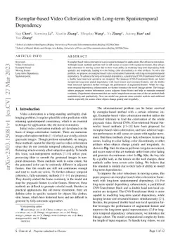 Exemplar-based Video Colorization with Long-term Spatiotemporal
  Dependency