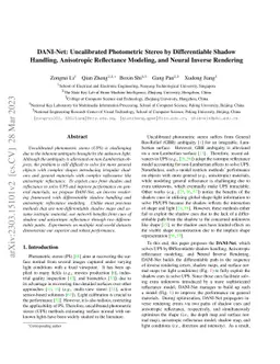 DANI-Net: Uncalibrated Photometric Stereo by Differentiable Shadow
  Handling, Anisotropic Reflectance Modeling, and Neural Inverse Rendering