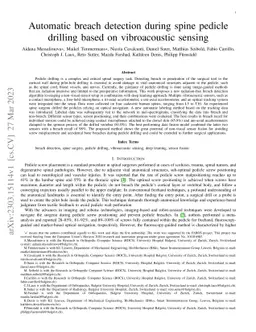 Automatic breach detection during spine pedicle drilling based on
  vibroacoustic sensing