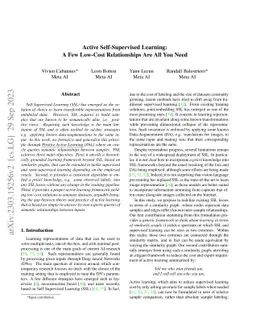 Active Self-Supervised Learning: A Few Low-Cost Relationships Are All
  You Need