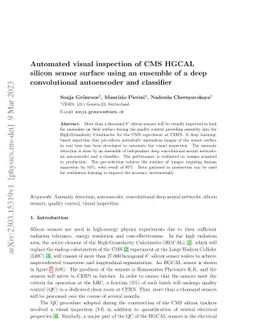 Automated visual inspection of CMS HGCAL silicon sensor surface using an
  ensemble of a deep convolutional autoencoder and classifier