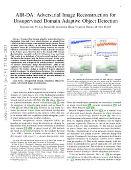 AIR-DA: Adversarial Image Reconstruction for Unsupervised Domain
  Adaptive Object Detection