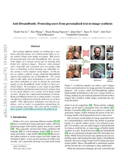 Anti-DreamBooth: Protecting users from personalized text-to-image
  synthesis