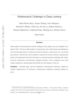 Mathematical Challenges in Deep Learning
