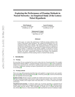 Exploring the Performance of Pruning Methods in Neural Networks: An
  Empirical Study of the Lottery Ticket Hypothesis