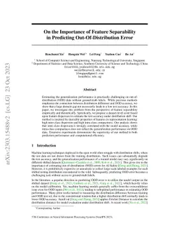 On the Importance of Feature Separability in Predicting
  Out-Of-Distribution Error