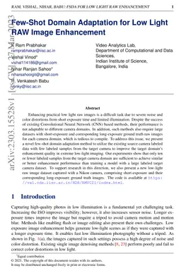 Few-Shot Domain Adaptation for Low Light RAW Image Enhancement
