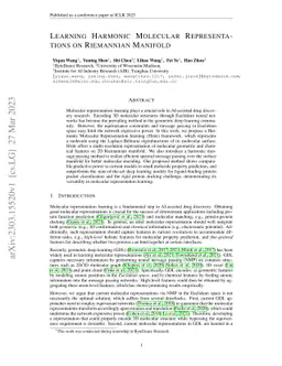 Learning Harmonic Molecular Representations on Riemannian Manifold