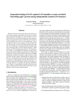 Sequential training of GANs against GAN-classifiers reveals correlated
  "knowledge gaps" present among independently trained GAN instances