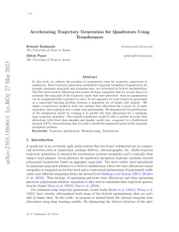 Accelerating Trajectory Generation for Quadrotors Using Transformers