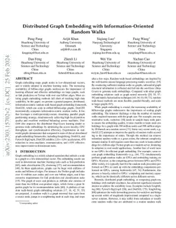 Distributed Graph Embedding with Information-Oriented Random Walks