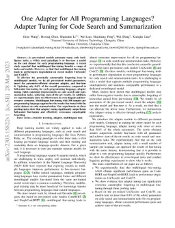 One Adapter for All Programming Languages? Adapter Tuning for Code
  Search and Summarization