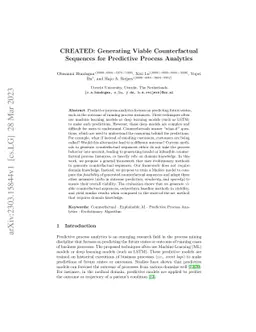 CREATED: Generating Viable Counterfactual Sequences for Predictive
  Process Analytics