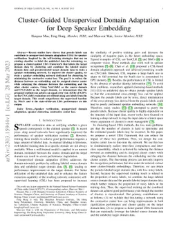 Cluster-Guided Unsupervised Domain Adaptation for Deep Speaker Embedding