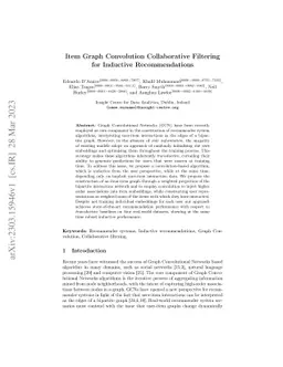 Item Graph Convolution Collaborative Filtering for Inductive
  Recommendations