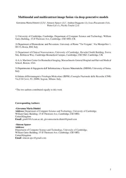 Multimodal and multicontrast image fusion via deep generative models