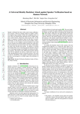 A Universal Identity Backdoor Attack against Speaker Verification based on Siamese Network