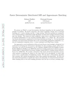 Faster Deterministic Distributed MIS and Approximate Matching