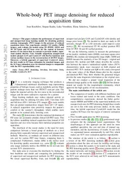 Whole-body PET image denoising for reduced acquisition time